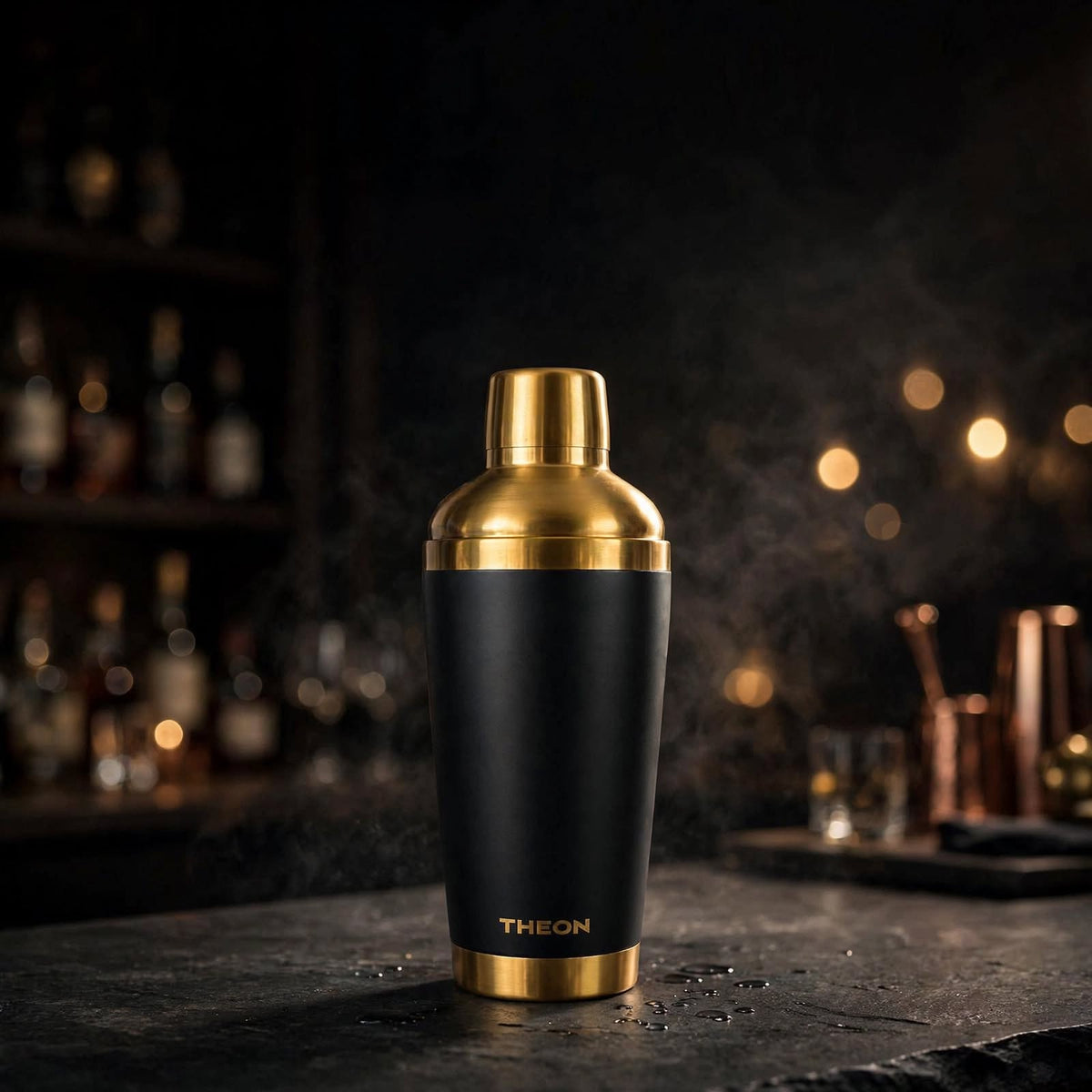 THEON black and gold shaker in an evening setting